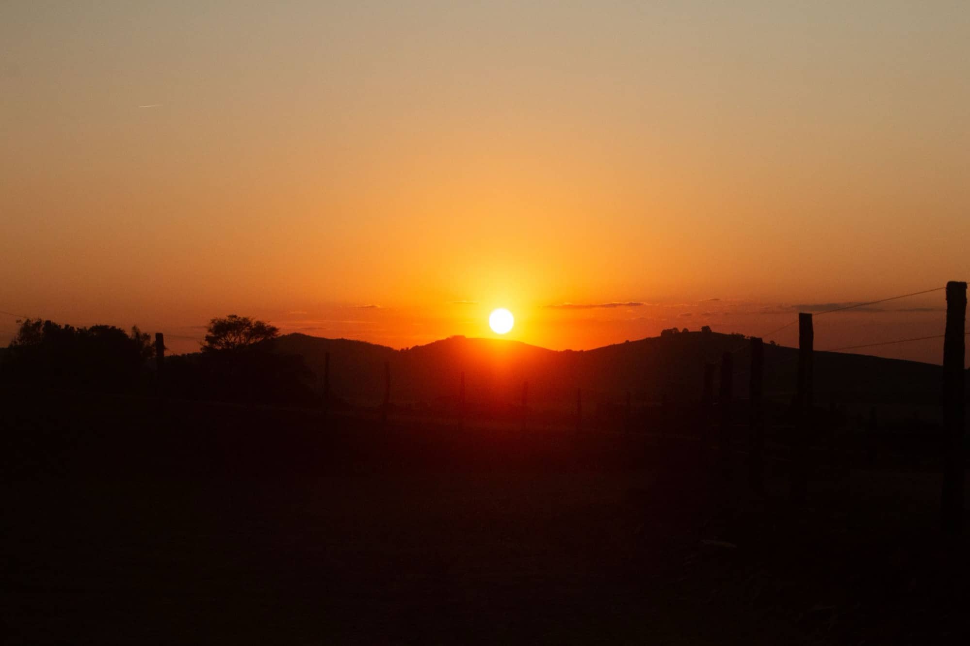 Golden California hills at sunset above Ventura County, Southern California
